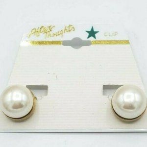 After Thoughts NWT Earrings Faux Pearl Gold Toned Clip On Dressy Formal